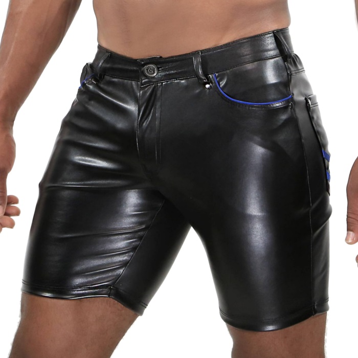 メンズ 合皮ハーフパンツ ハーパン レザー風 フェイクレザー パンツ タイトフィット フランス製 フェチ TOF Paris GLADIATOR  SHORT(tf-sh0022nbu)