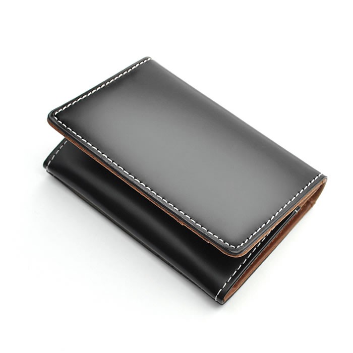 名刺入れ 名刺ケース 通しマチ型 馬革 うま革 ホースレザー ブラック カードケース 名刺入れ メンズ 本革 ホースレザー 馬革 レザー