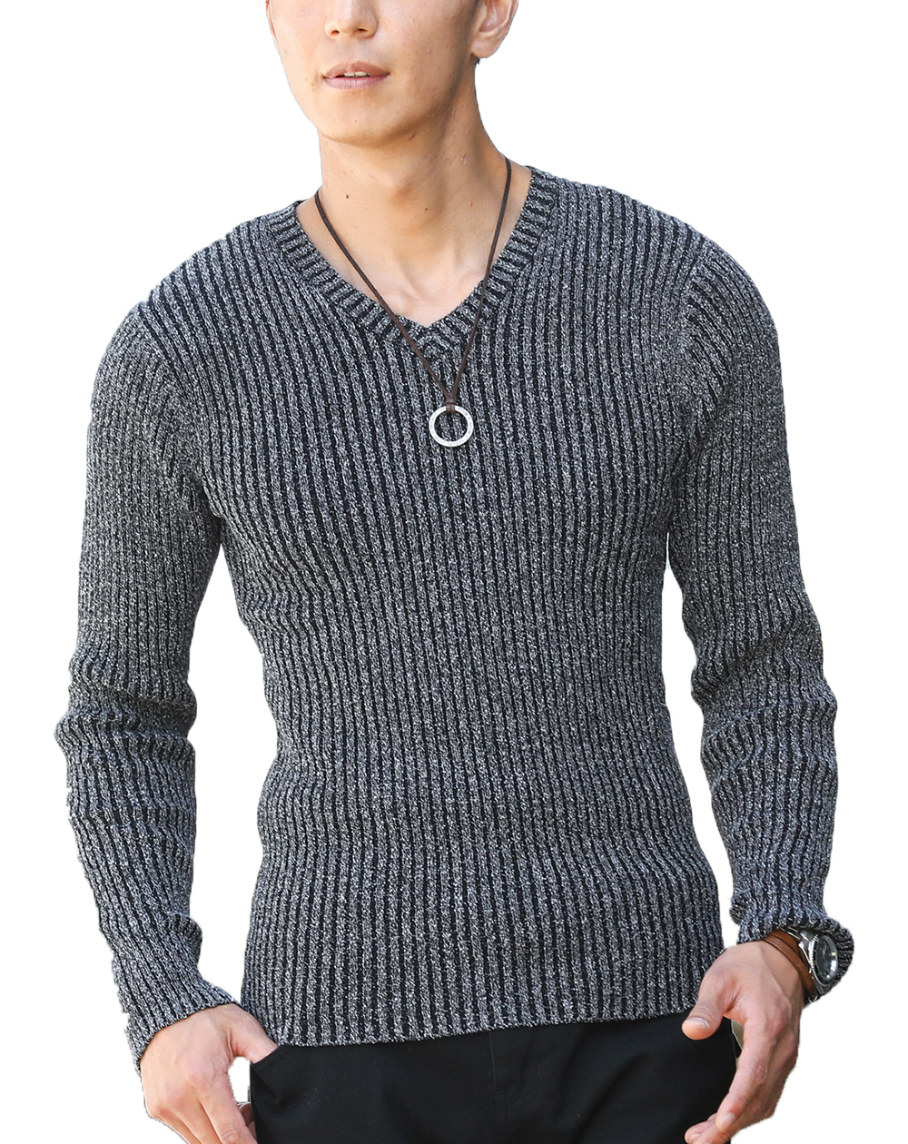 ニット メンズ ｖネック ストライプ編み込みｖネックニット おしゃれ 30代 40代 50代 メンズスタイル Menz Style 02 130n2751 Menz Style 通販 Yahoo ショッピング