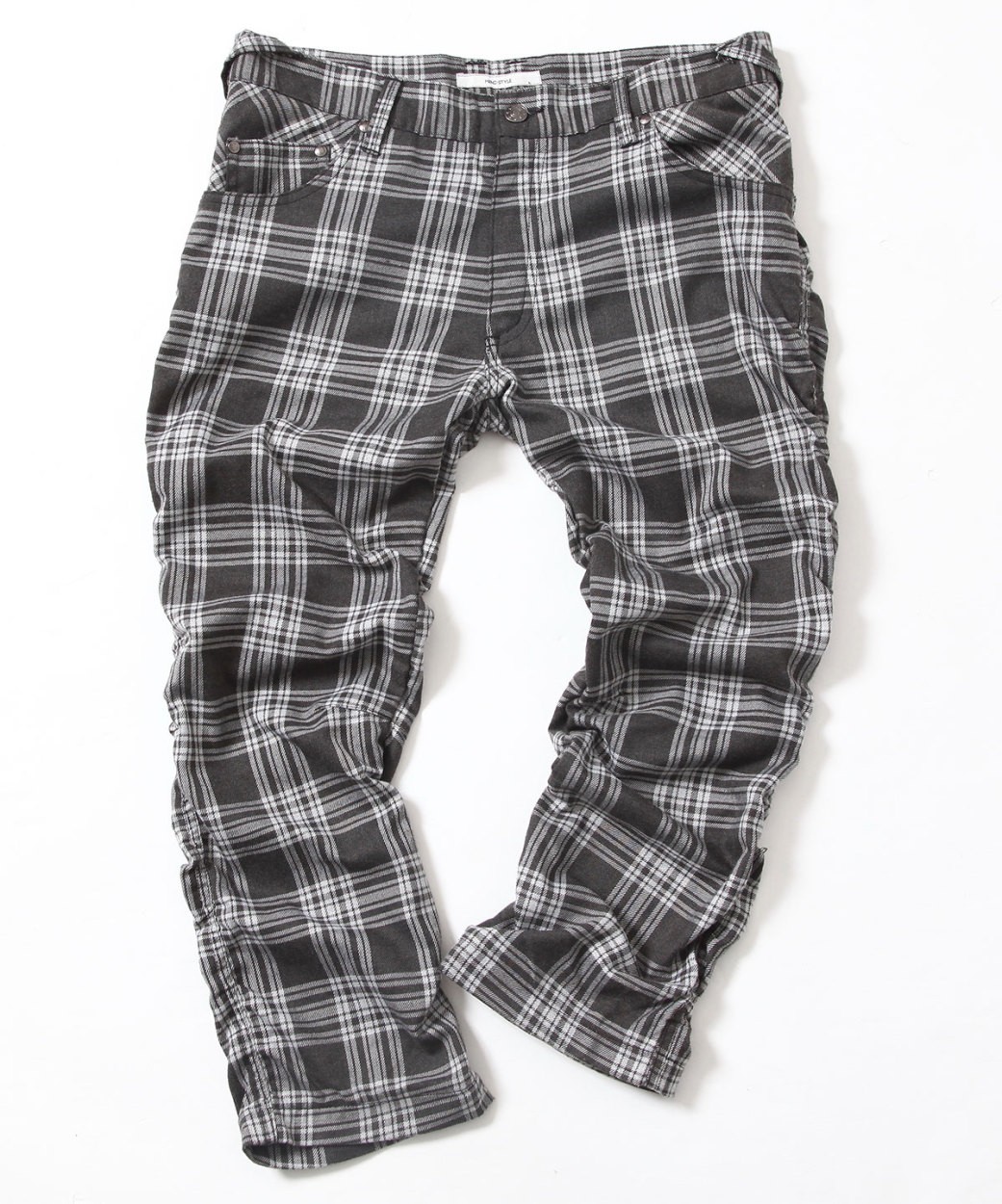 値下げ❗️BEAMS GOLF メンズL黒チェックエンボス クロップドパンツ パンツ メンズ クロップド ボトムス チェック ズボン シワ加工チェック