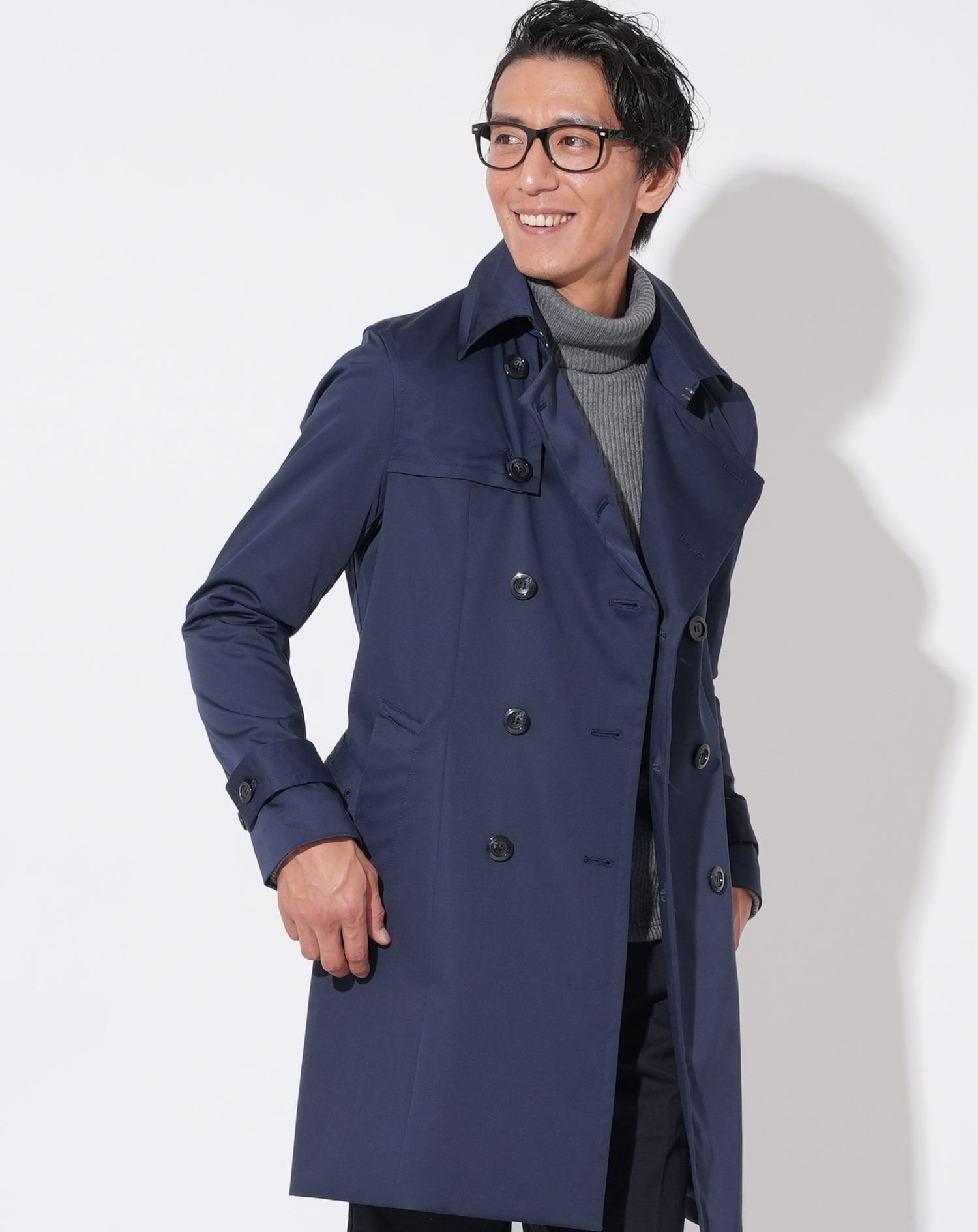 メンズおしゃれコート ダブルトレンチコート メンズ スプリングコート