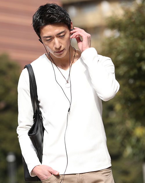 ジャケt tシャツ 半袖 メンズ 7部袖 vネック 乳首透けない 七分丈 七分