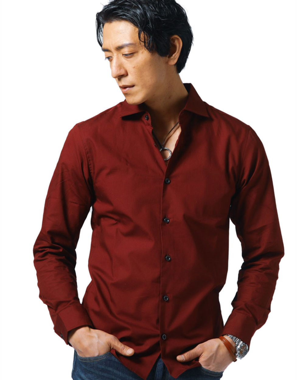 イタリアンカラー シャツ メンズ ホリゾンタルカラー スタンドカラーシャツ ワイシャツ ちょいワル スマートカジュアル 男性 40代 日本製 50代 夏 春｜menz-style｜05
