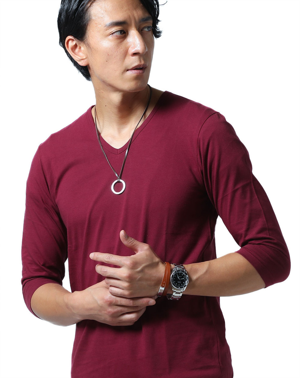 ＊7〜8分袖Tシャツ＊ 7分袖Tシャツ ベースボールTシャツ (6.2oz) - 無地市場 - 無地T