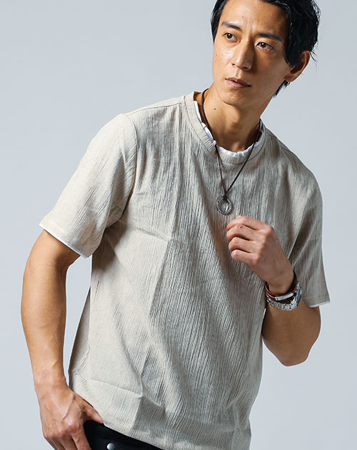 カジュアルスタイル♪【RRL】プリントコットン＆麻Tシャツ イケオジ tシャツ わるtシャツ メンズ 半袖 サマーtシャツ 夏 夏