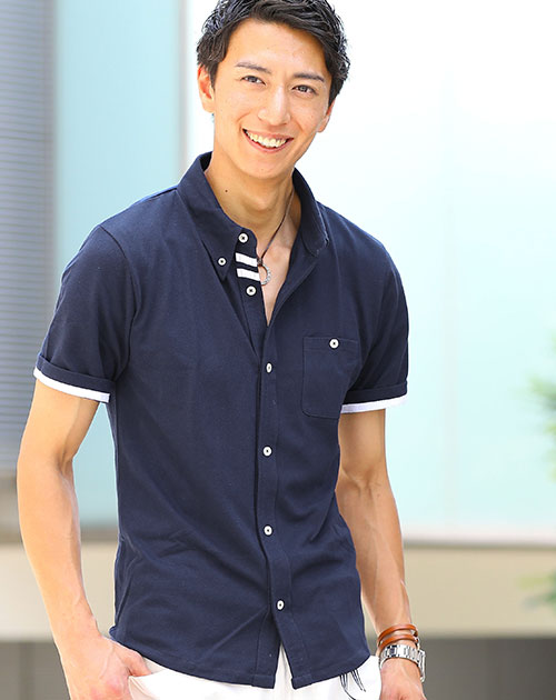 かっこいいポロシャツ メンズ ポケット ちょいワル かっこいい 前開き