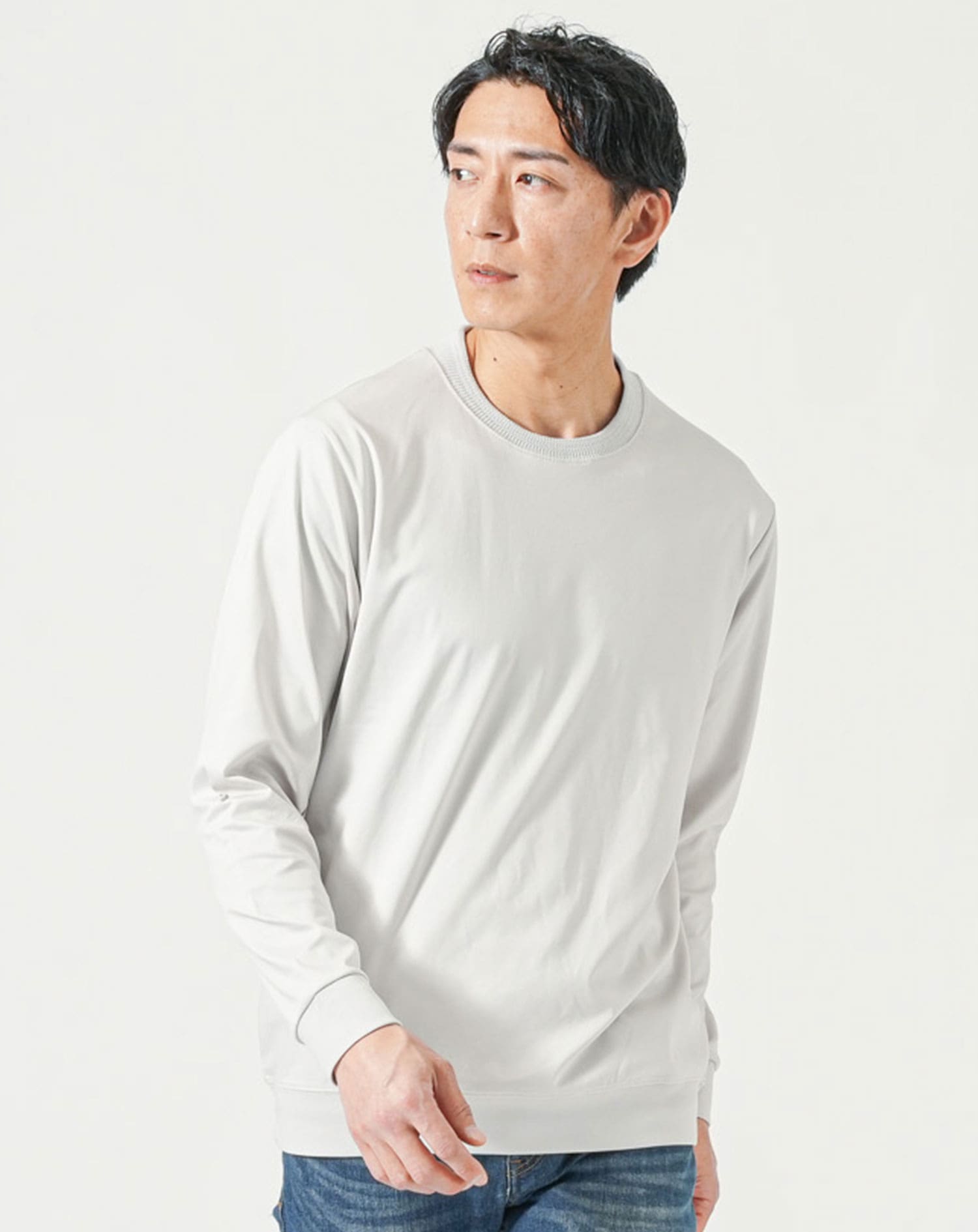 ジャケt ジャケット用tシャツ メンズ 白 襟高 すけない白 ロンt
