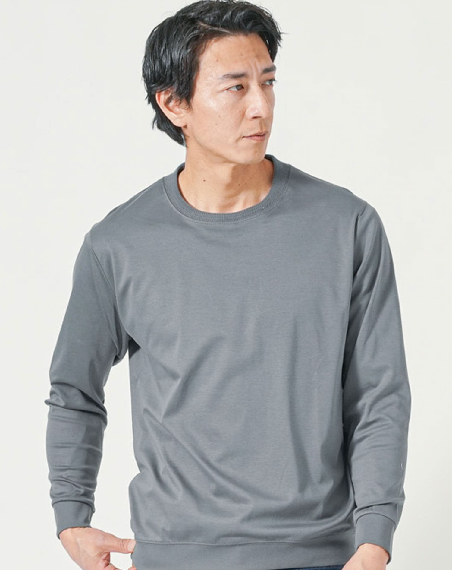 ジャケt ジャケット用tシャツ 専用 メンズ 厚手 白 襟高 長袖