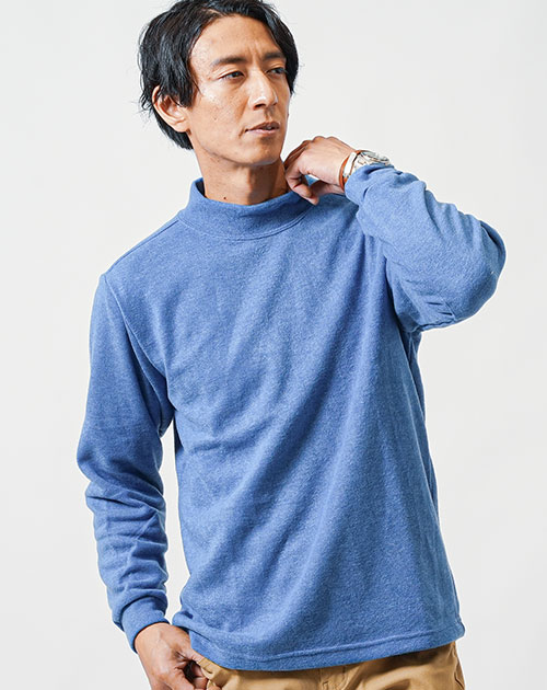 タートルネック メンズ tシャツ 長袖 40代 50代 冬 秋 黒 白 ニット セーター モックネック ハイネック ロンt  ロンティー カットソー スリム 日本製 コーデ｜menz-style｜04