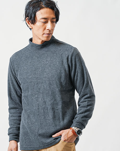 タートルネック メンズ tシャツ 長袖 40代 50代 冬 秋 黒 白 ニット セーター モックネック ハイネック ロンt  ロンティー カットソー スリム 日本製 コーデ｜menz-style｜03