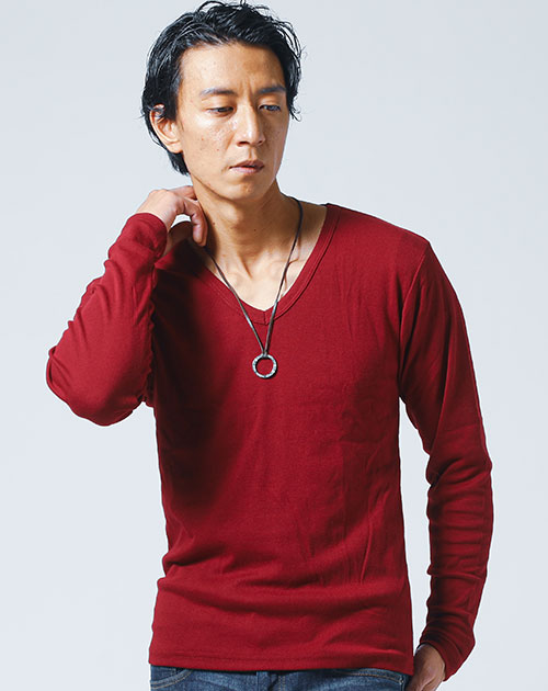 tシャツ ロンt vネック メンズ 50代ファッション ストレッチ 白