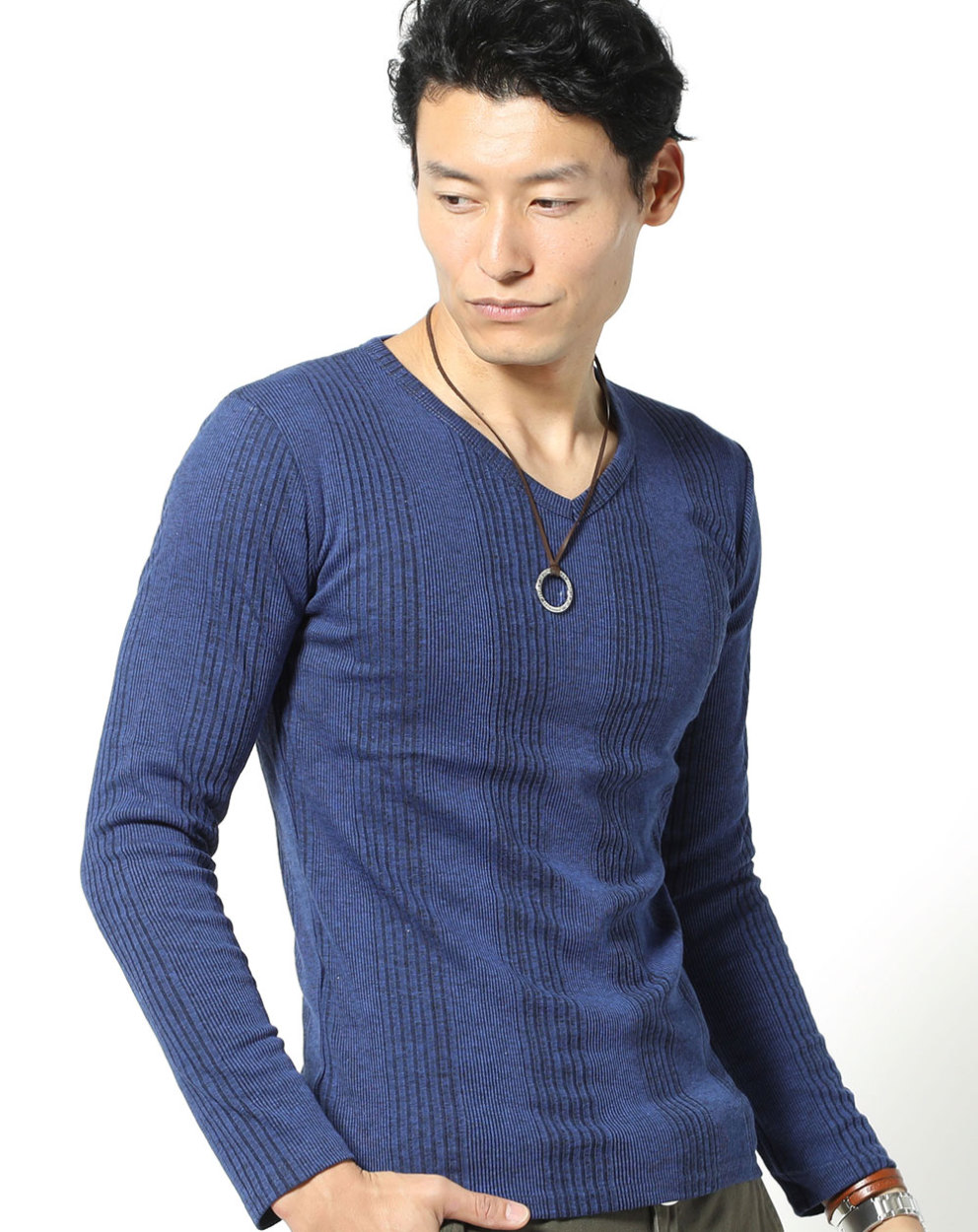 vネック tシャツ カットソー メンズ ロンt 長袖tシャツ v字