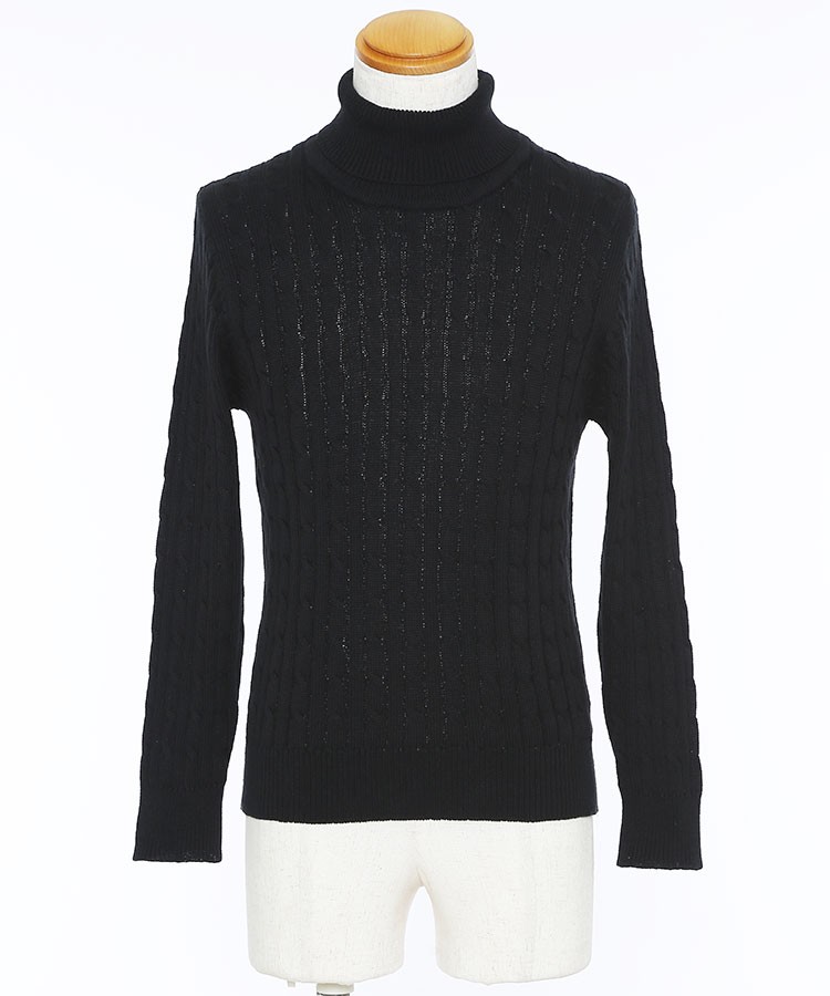 Stone  ケーブルニット タートルネック 黒 ケーブルタートルネックニット（ニット/セーター） | tk.TAKEO KIKUCHI