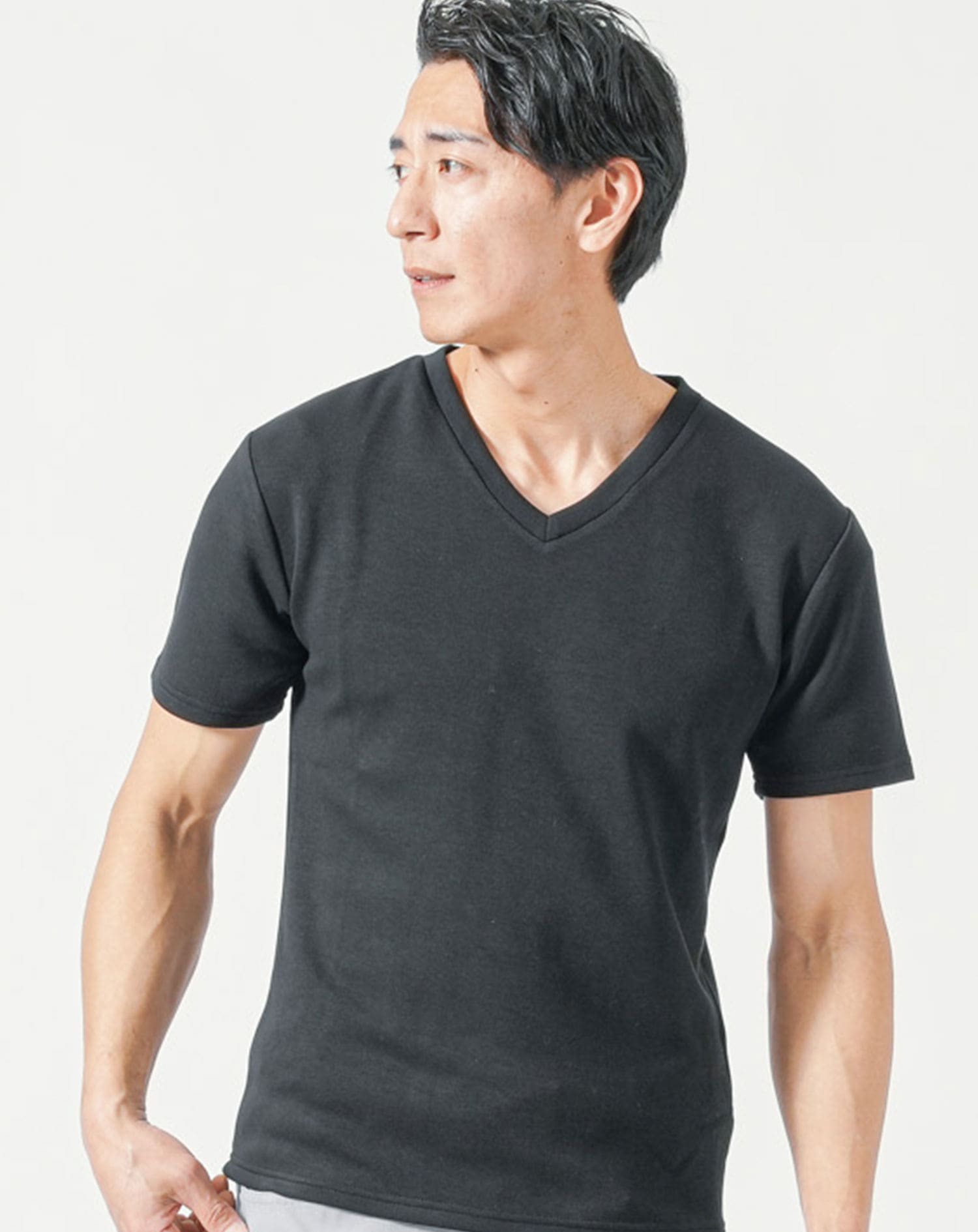 ジャケt 冷感tシャツ メンズ 夏用 接触冷感 vネック 白t