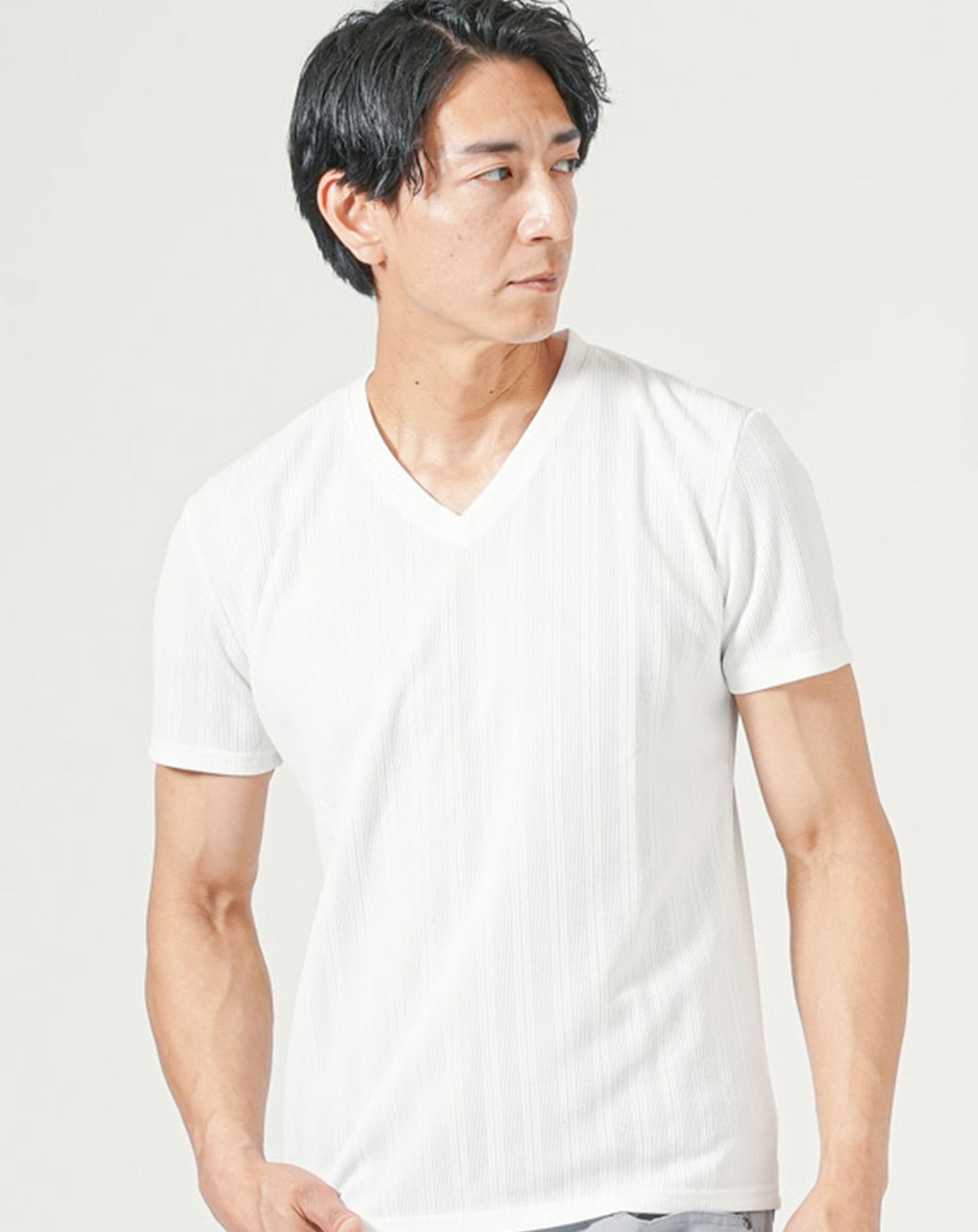 半袖tシャツ メンズ 乳首 着丈短め 丈が短め 丈の短い 深vネックt 