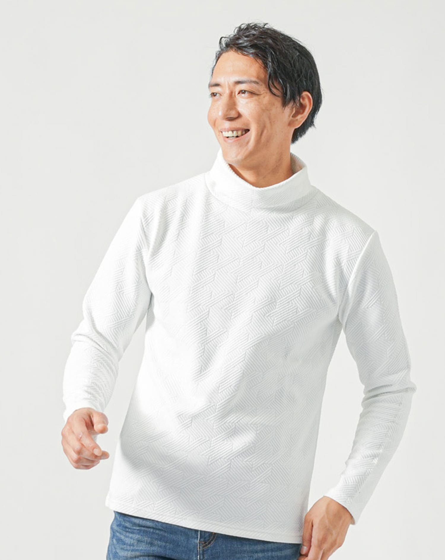 ハイネック メンズ 綿100% タートルネック tシャツ ロンt セット