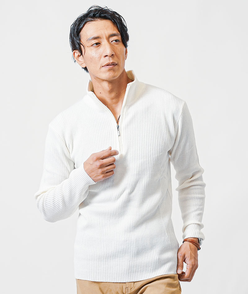 注目のブランド トップス ニット メンズ ジップアップニット 半ジップ 春 50代 バレエ