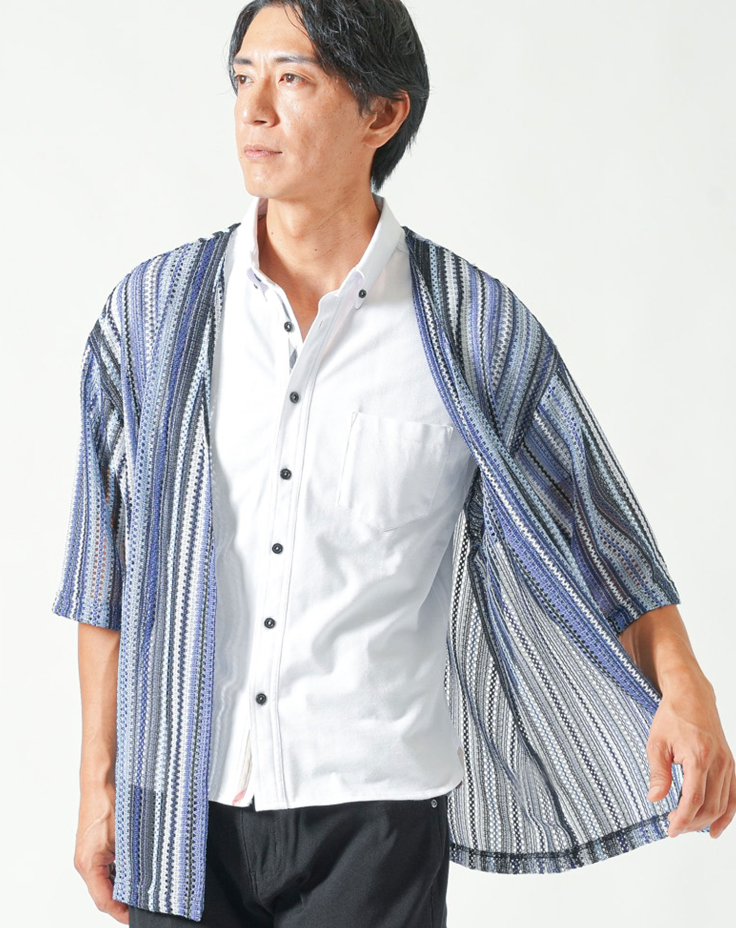 カーディガン メンズ 薄手 サマーカーディガン 半袖 夏 イケオジ 夏用