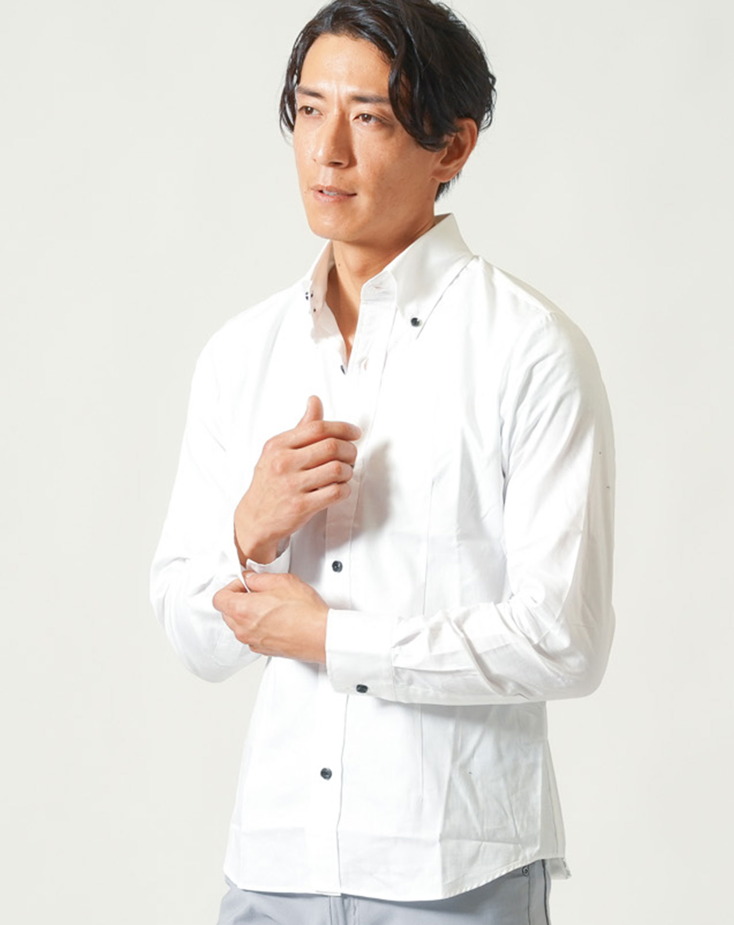 シャツ メンズ ワイシャツ 長袖 白シャツ yシャツ 日本製 スリム