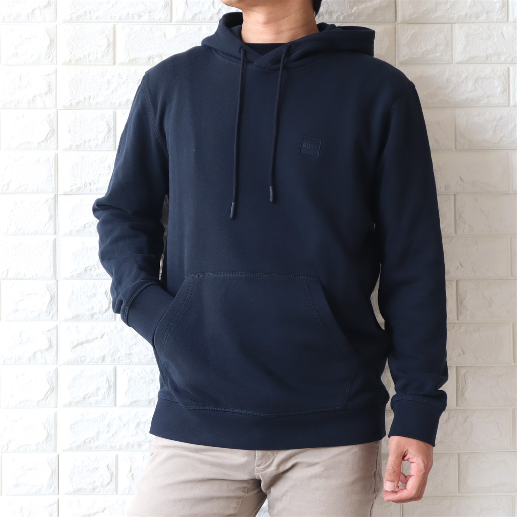 【並行輸入品】BOSS ボス スウェットパーカー ロゴパッチ フーディ メンズ ブラック ネイビー 50509314_2