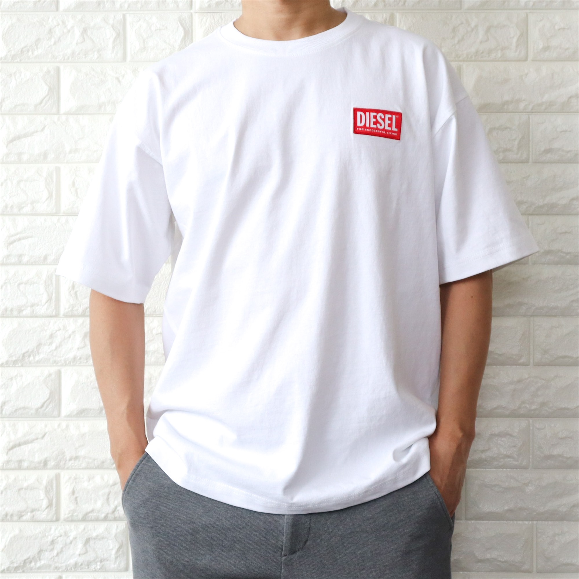ディーゼル DIESEL Tシャツ オーバサイズT ロゴ刺繍パッチ meraviglie_di213di214