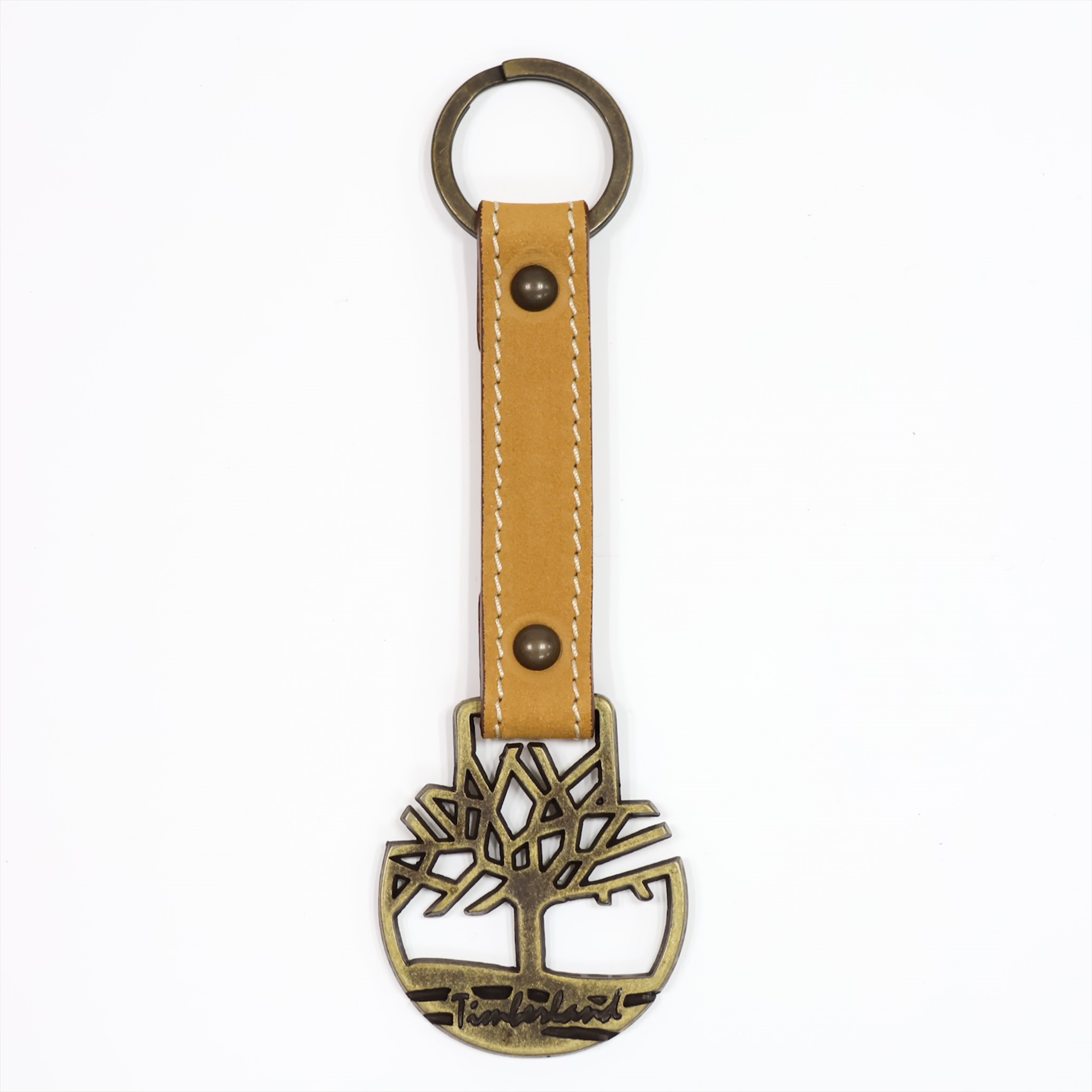 Timberland（ティンバーランド） 【並行輸入品】キーホルダー キーリング メンズ メタルロゴ イタリア製 真鍮 牛革 本革 レザー ...