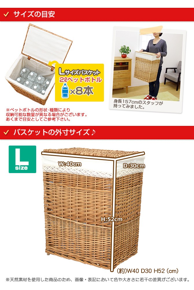 かご バスケット 収納 フタ付き 収納ボックス 縦長 Lサイズ