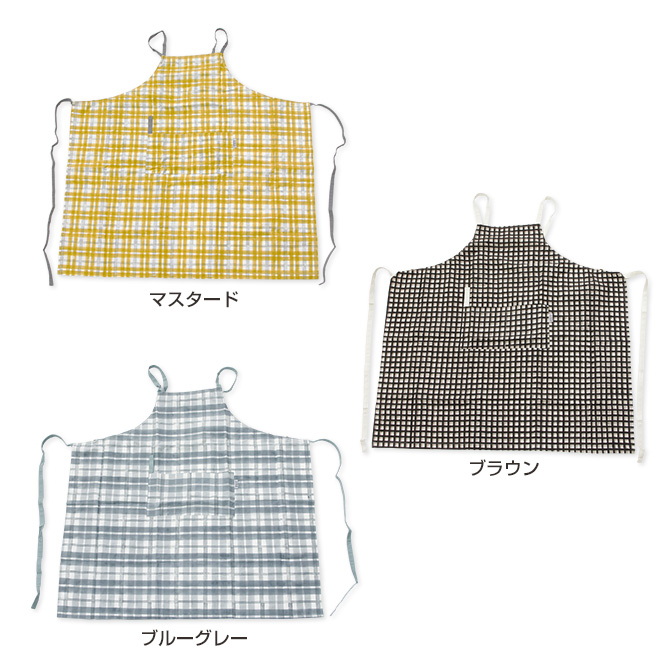 クリストファーネメス チェック柄エプロン グレー系