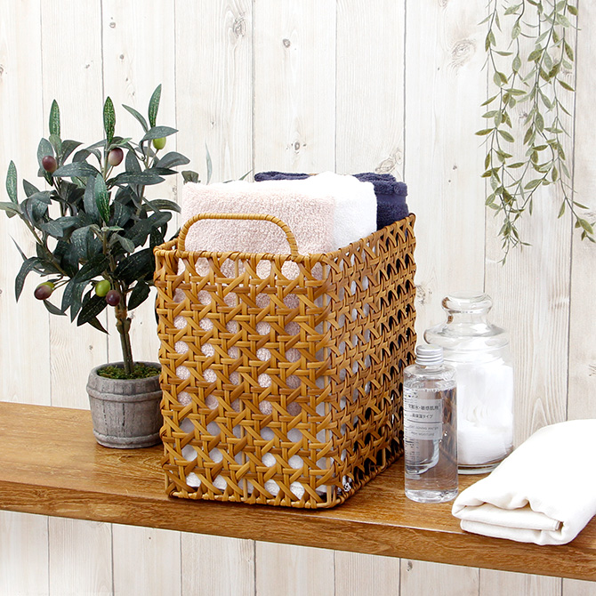 ユティルオクタ レクトバスケット ハイ / 収納 PP 持ち手 カゴバッグ