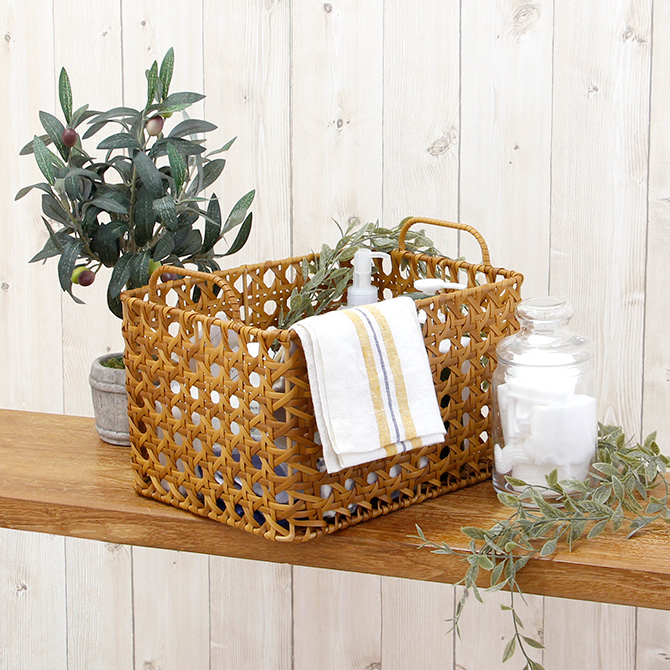 ユティルオクタ レクトバスケット / 収納 PP 持ち手 カゴバッグ 八つ目