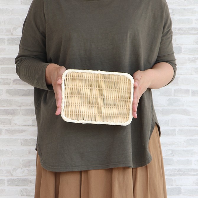 メール便】松野屋 真竹角盆ざる7寸/ 日本製 竹 ざる かご 国産 竹細工