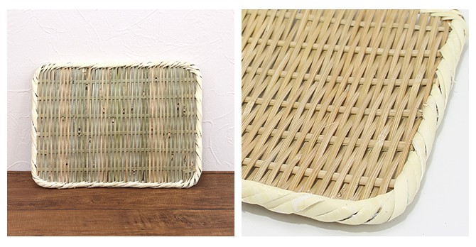 メール便】松野屋 真竹角盆ざる9寸/ 日本製 竹 ざる かご 国産 竹細工