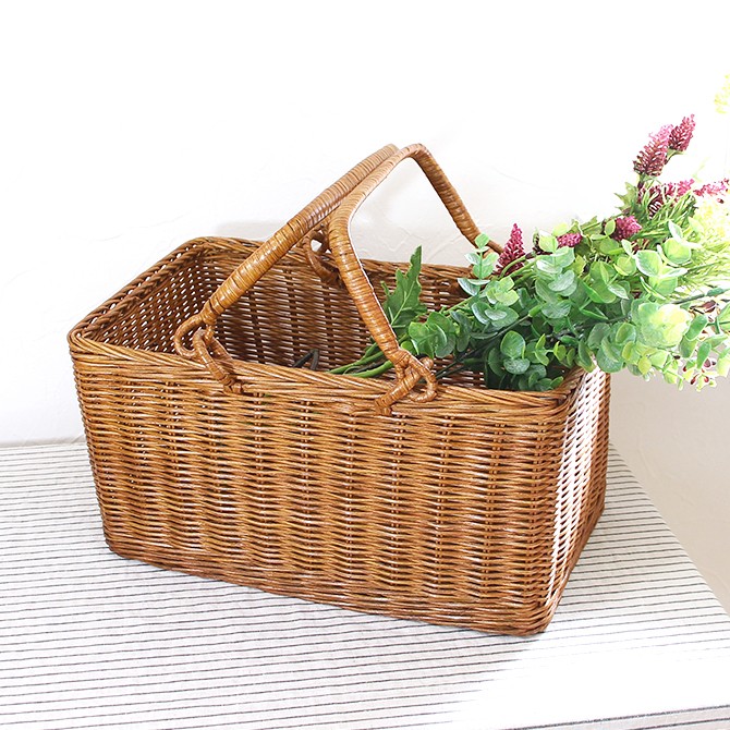 松野屋 籐2本手ピクニックバスケット/かごバッグ : MERCADOメルカド