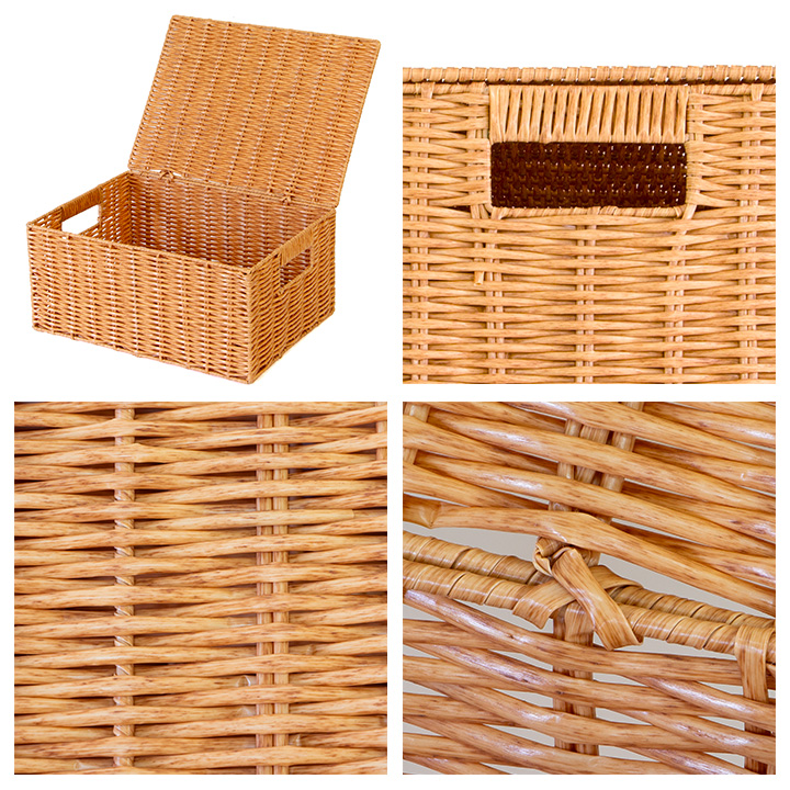 PP収納バスケット LMS 3個セット / 収納 おもちゃ箱 カゴ ふた付き