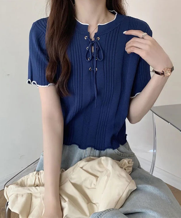 Lace Ladies（レースレディース） 配色 メロウ レースアップ 半袖