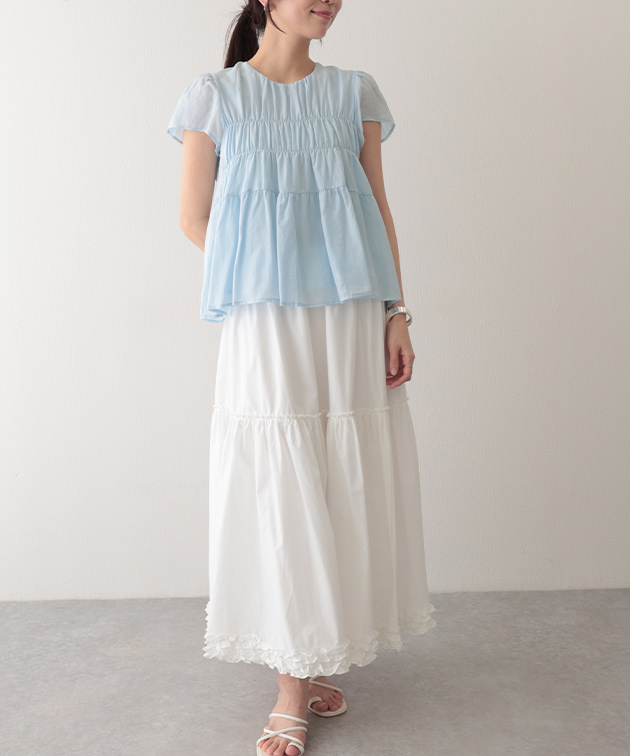 Lace Ladies（レースレディース） ティアード ギャザー 半袖 フレア