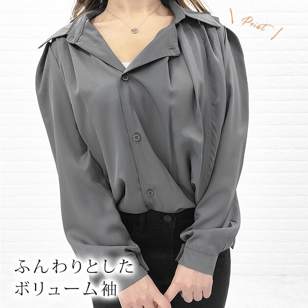 Lace Ladies ボリューム袖 シャツ ブラウストップス レディース