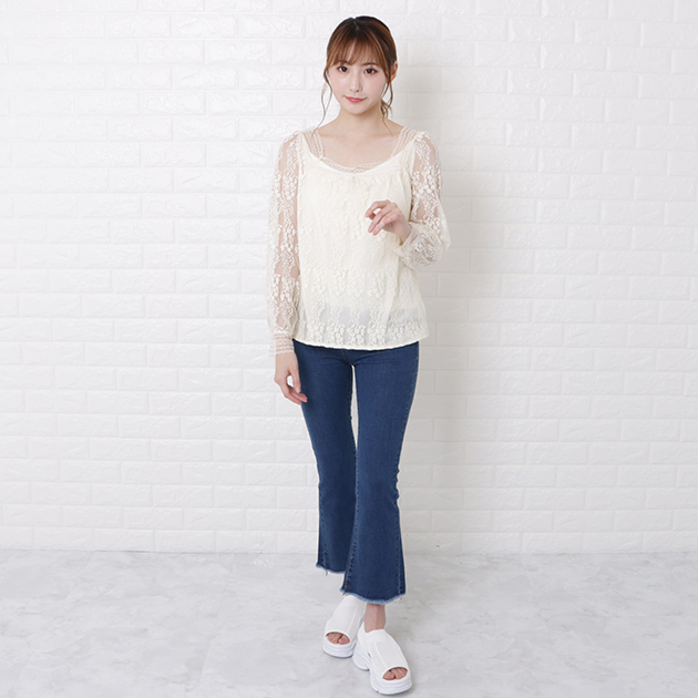 Lace Ladies 小花柄 刺繍 レース ブラウス トップス レディース