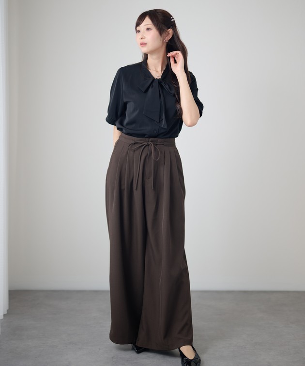 Lace Ladies（レースレディース） ボウタイ付き半袖シフォンブラウス