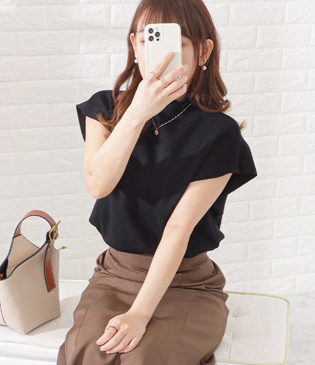 Lace Ladies（レースレディース） プチハイネック半袖ニットトップス