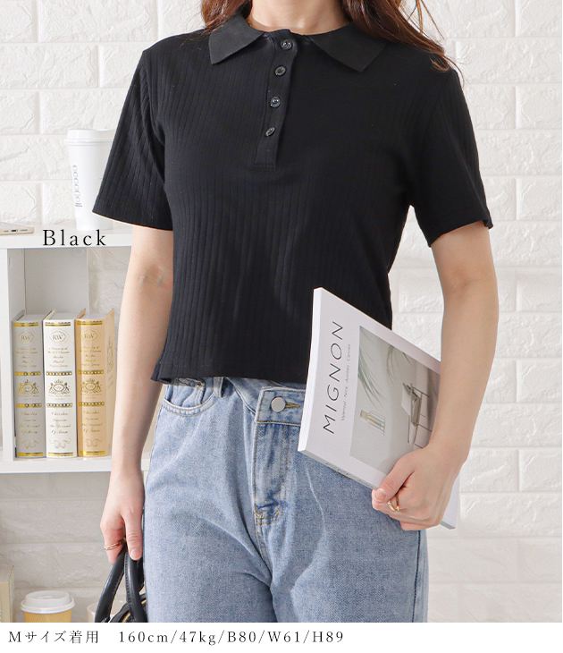 レディースL 半シャツ Lace Ladies 襟付き半袖リブトップス レディース 女性