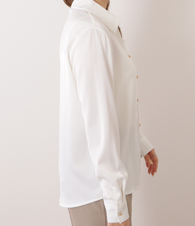 Lace Ladies サテン調ベーシックスキッパーカラーブラウス 女性