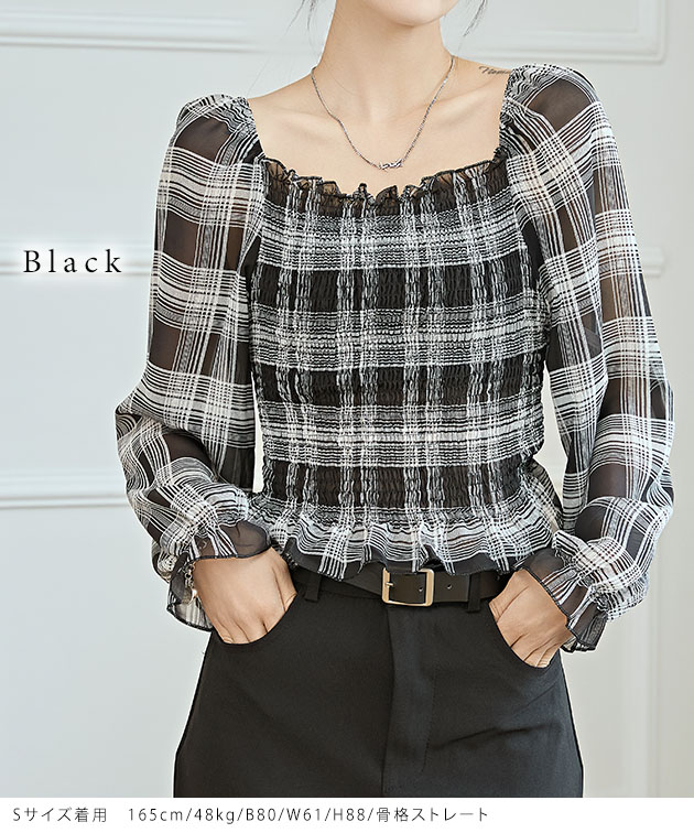Lace Ladies（レースレディース） 2WAY チェック柄 シャーリング