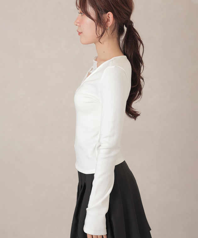 Lace Ladies（レースレディース） Vネック フロント ギャザー レース