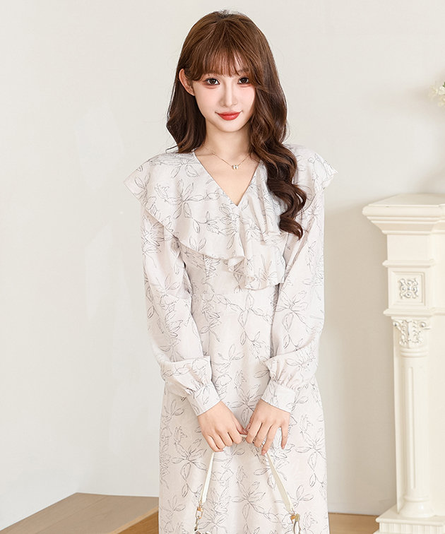 Lace Ladies（レースレディース） ボタニカル柄 フリル シフォン