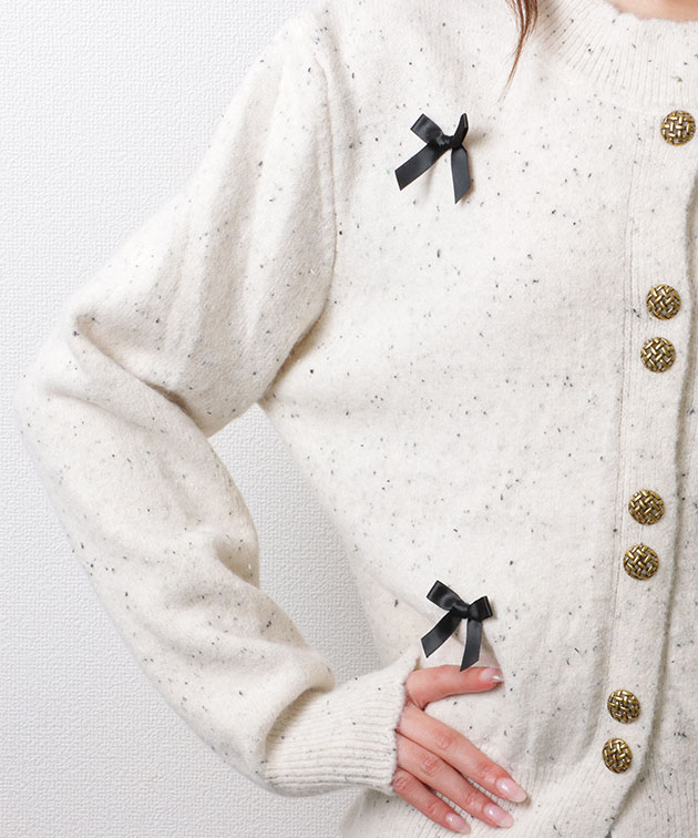 Lace Ladies（レースレディース） リボン 金ボタン スカラップネック