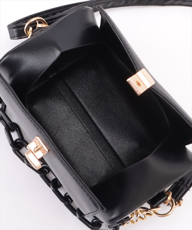 チェーン付き 2WAY コンパクト ボストン バッグ 女性 レディース 合皮 上品 シンプル ベーシック フェイクレザー ミニサイズ コンパ | Lace Ladies | 18