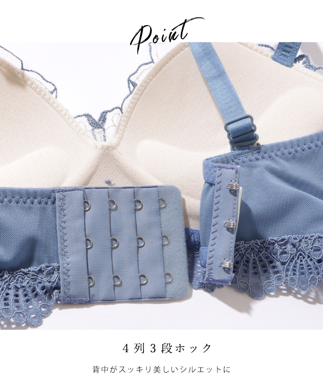 フラワー レース ノンワイヤー ブラ&...の詳細画像4