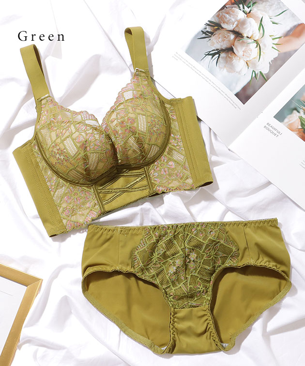 Lace Ladies（レースレディース） 花柄 レース ビスチェ風 脇高 ブラ