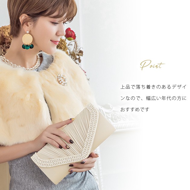 Lace Ladies サテンプリーツ クラッチバッグ パーティーバッグ